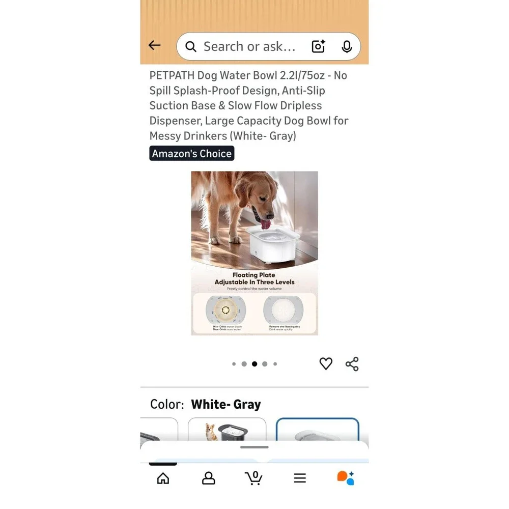 PETPATH Dog Water Bowl 2.2l/75oz - No Spill Splash-Proof Design, Anti-Slip...